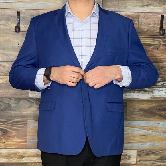 Eleganza Platinum by Giorgio Sanetti Modern Fit Blue Blazer Sport Jacket 48R - Picture 6 of 10